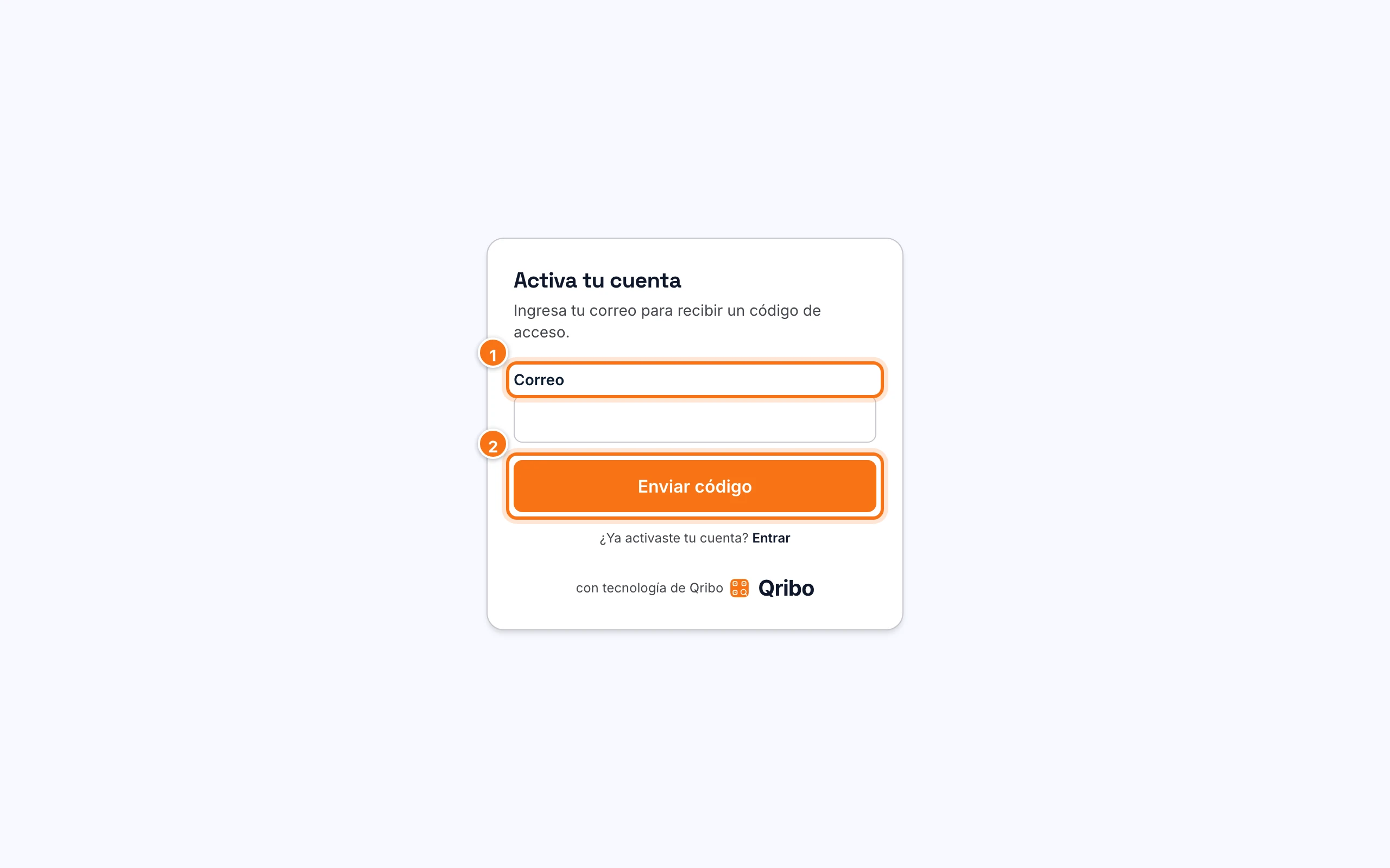 Portal del cliente: Activa tu cuenta con tu correo para recibir un código de acceso.